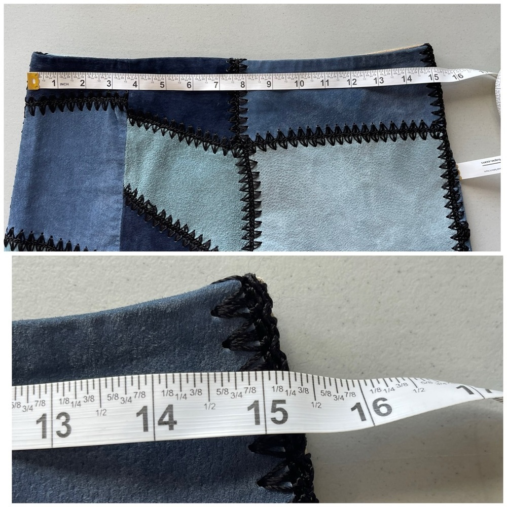 Zara size small patchwork suede leather mini skirt concert festival going out - Picture 6 of 11